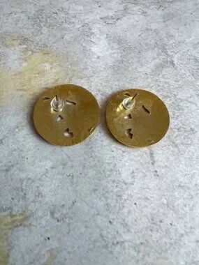 Jewelry | Gold Copper Tone Abstract Swirl Cloisonne Round Spring ...